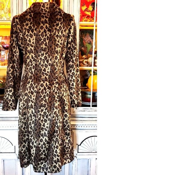 Vintage Betsey Johnson New York Leopard Velvet Snake Overlay Dress Coat Jacket S - Picture 3 of 14